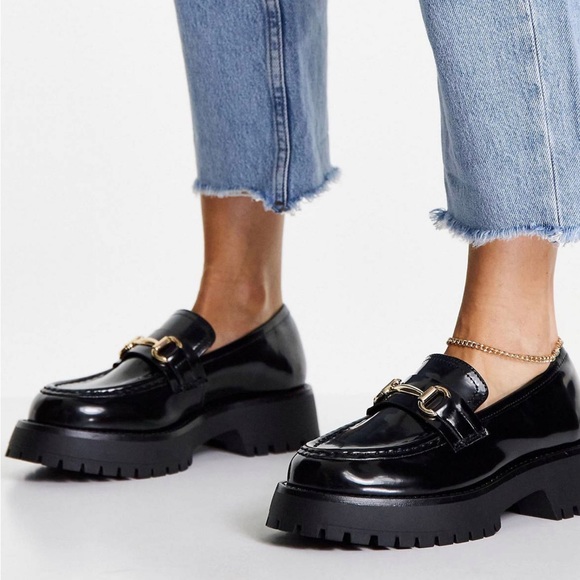 ASOS Shoes Black Patent Platform Chunky Loafers Poshmark